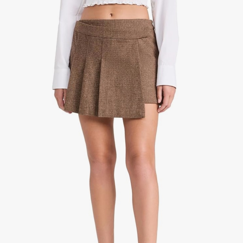 ASTR brown pleated mini skirt